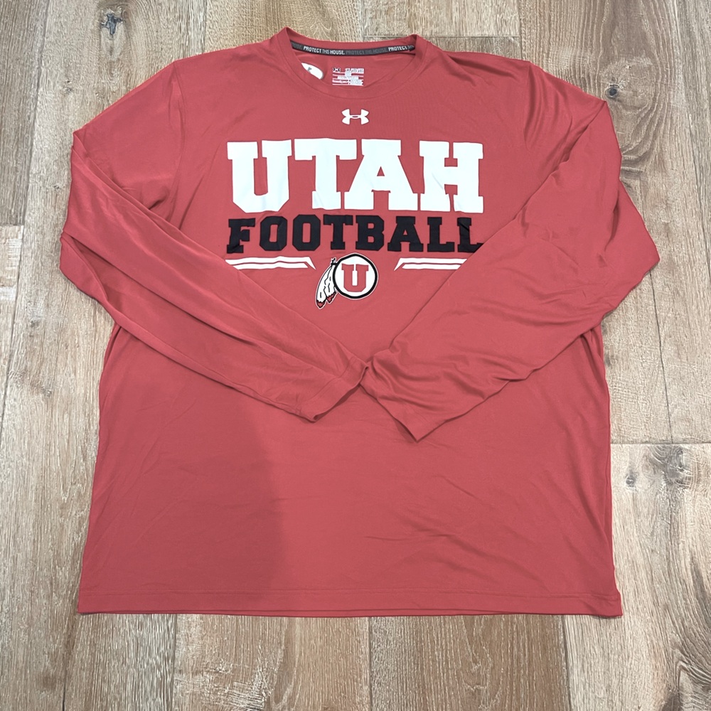 Under Armour Men's Red Utah Football Long Sleeve Tee 2XL